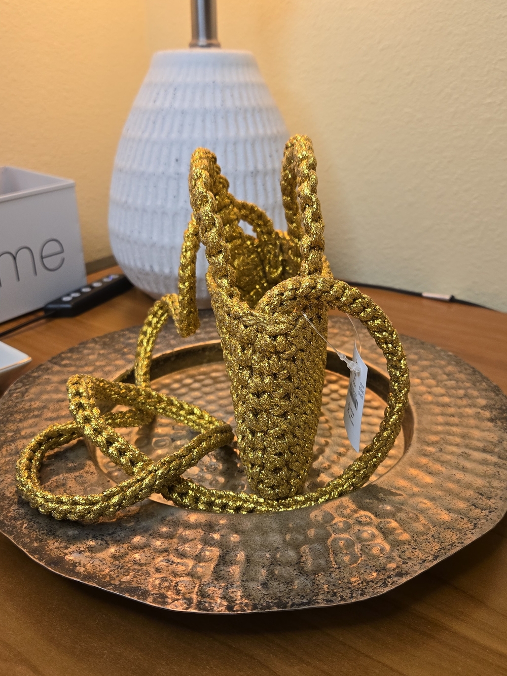J. Crew Gold Metallic Crochet Mini Crossbody Bag NWT Cadiz Style - Picture 3 of 6